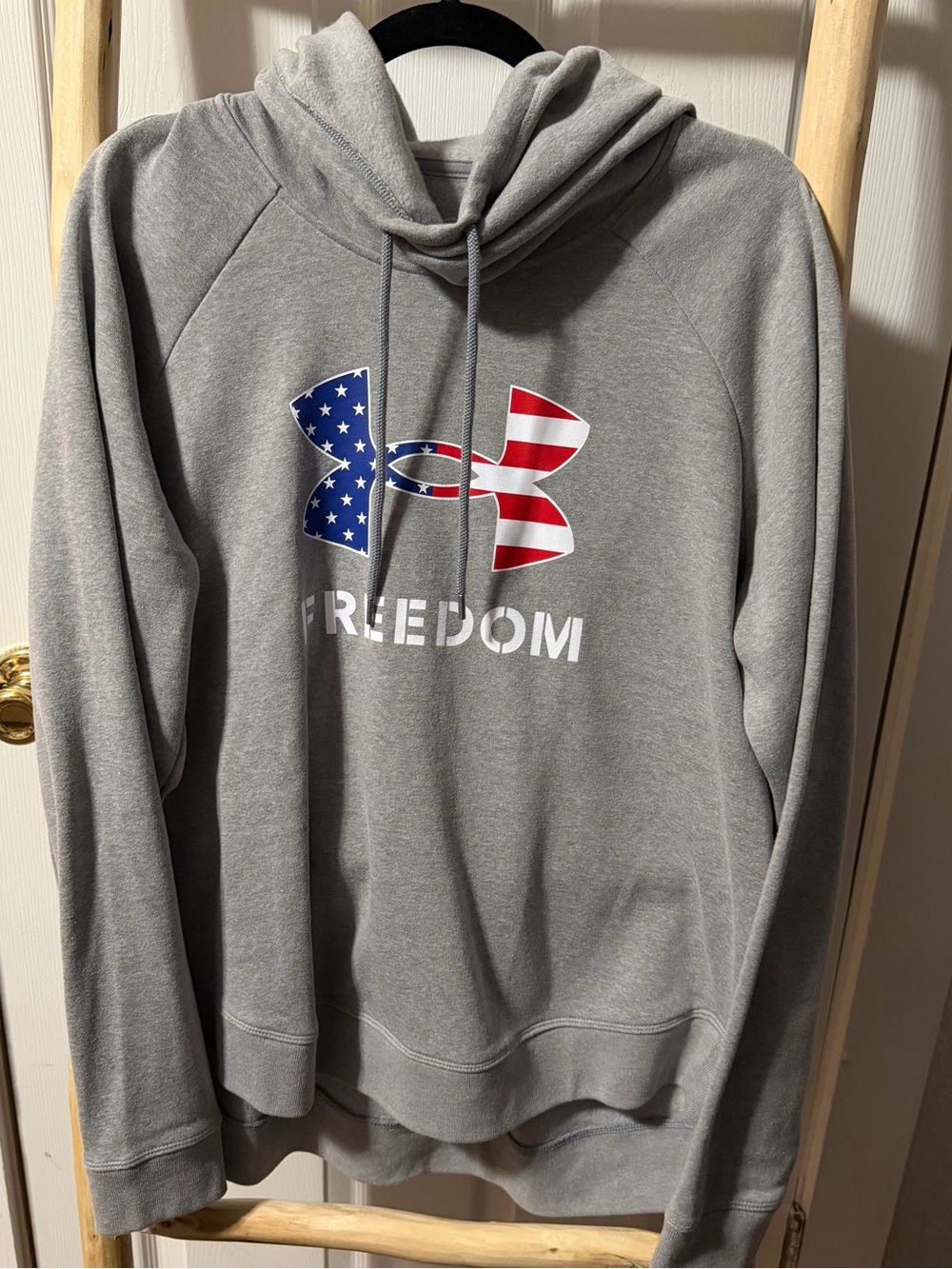 Under Armour Gray Hoodie with American Flag Logo